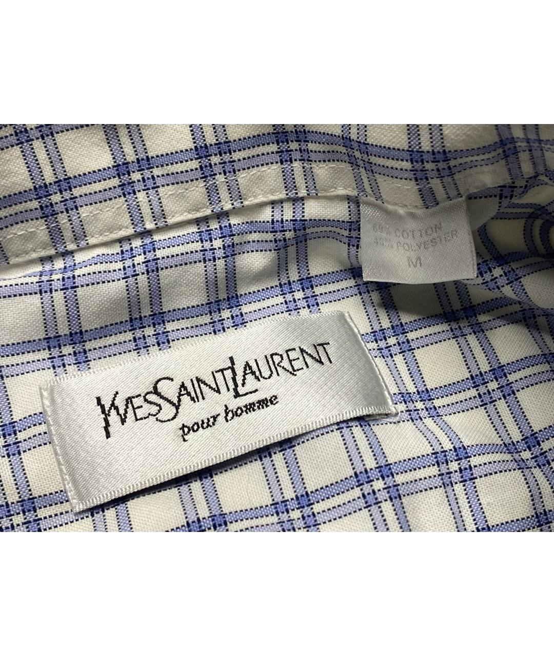 SAINT LAURENT Голубая хлопко-полиэстеровая кэжуал рубашка, фото 9