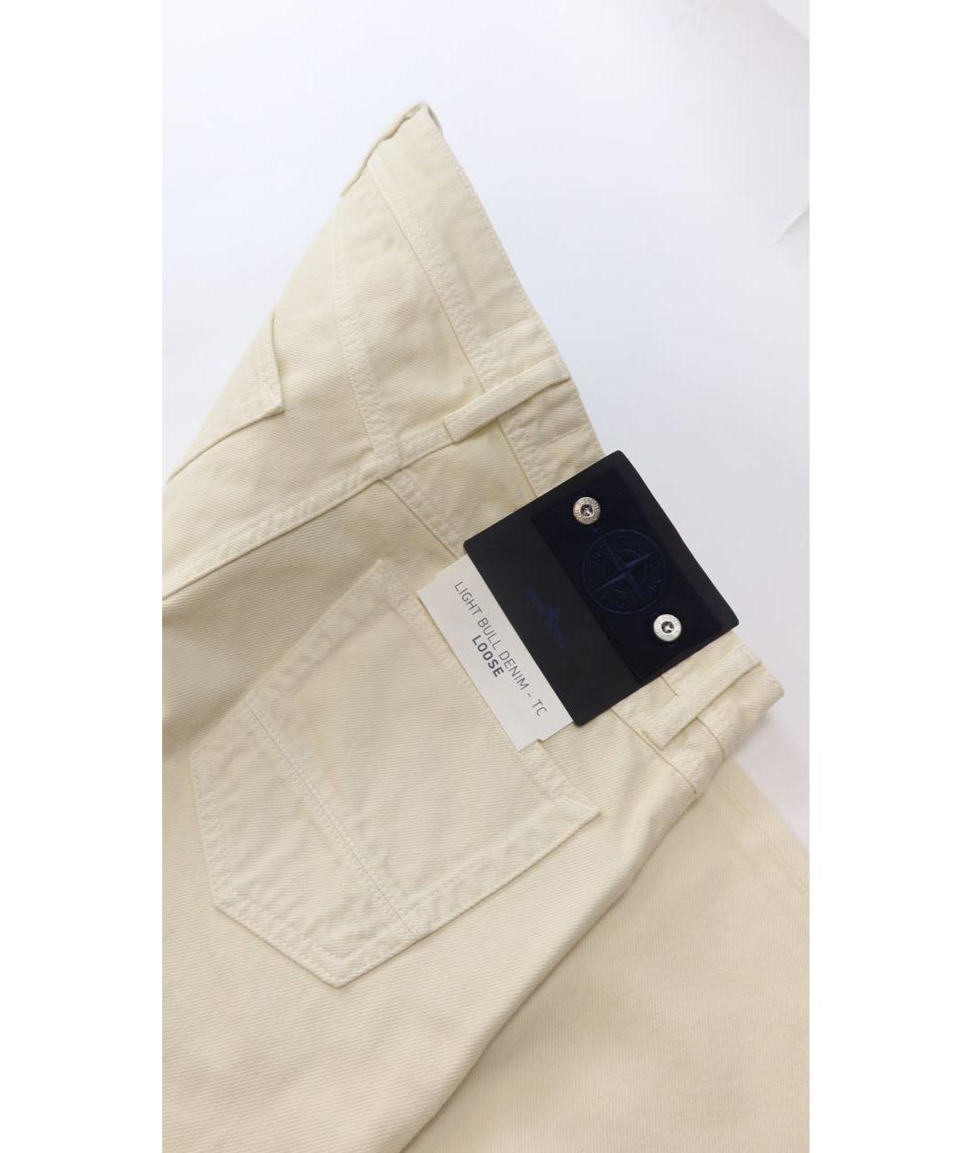 STONE ISLAND Бежевые хлопковые прямые джинсы, фото 6