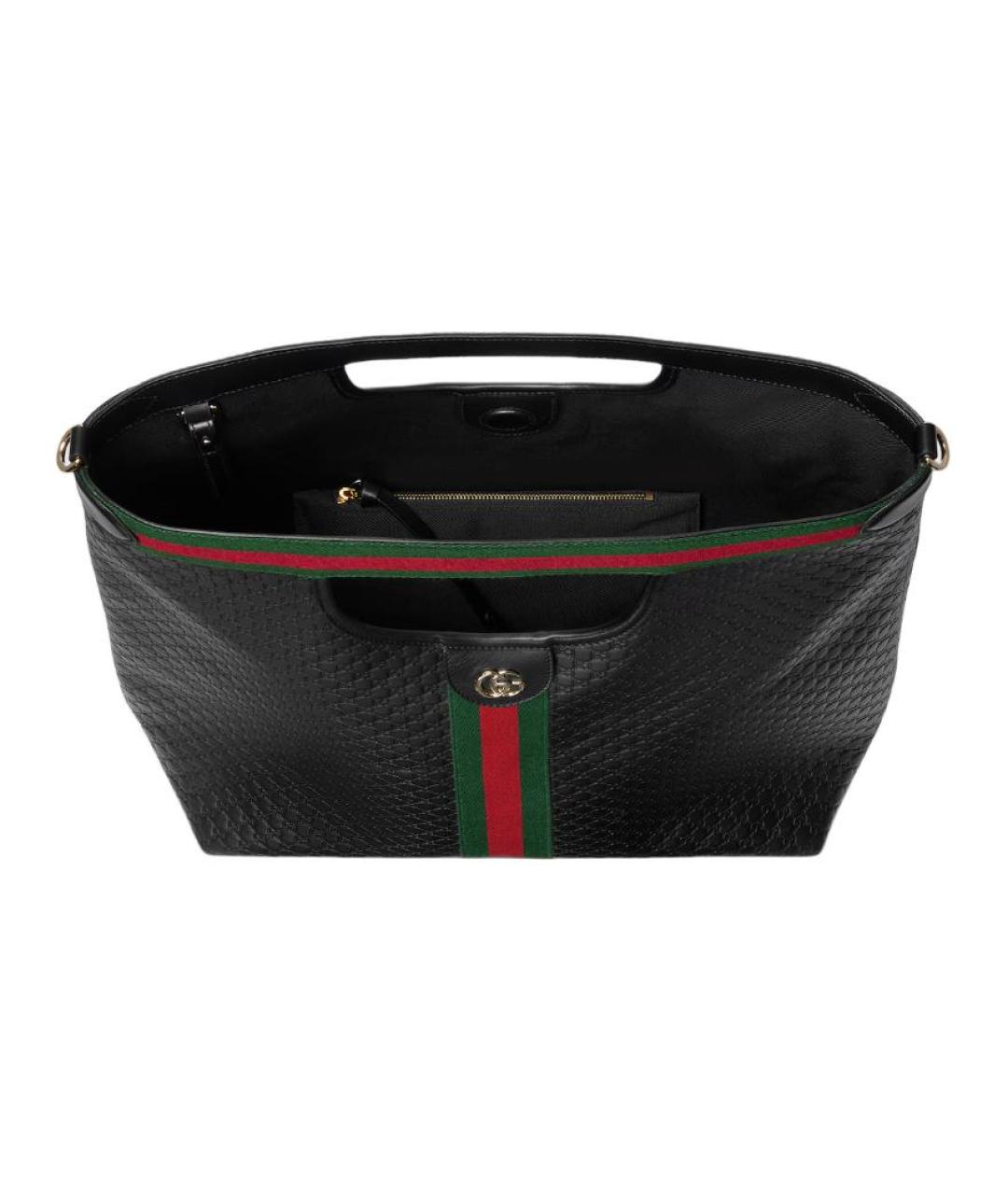 GUCCI Черная кожаная сумка тоут, фото 5