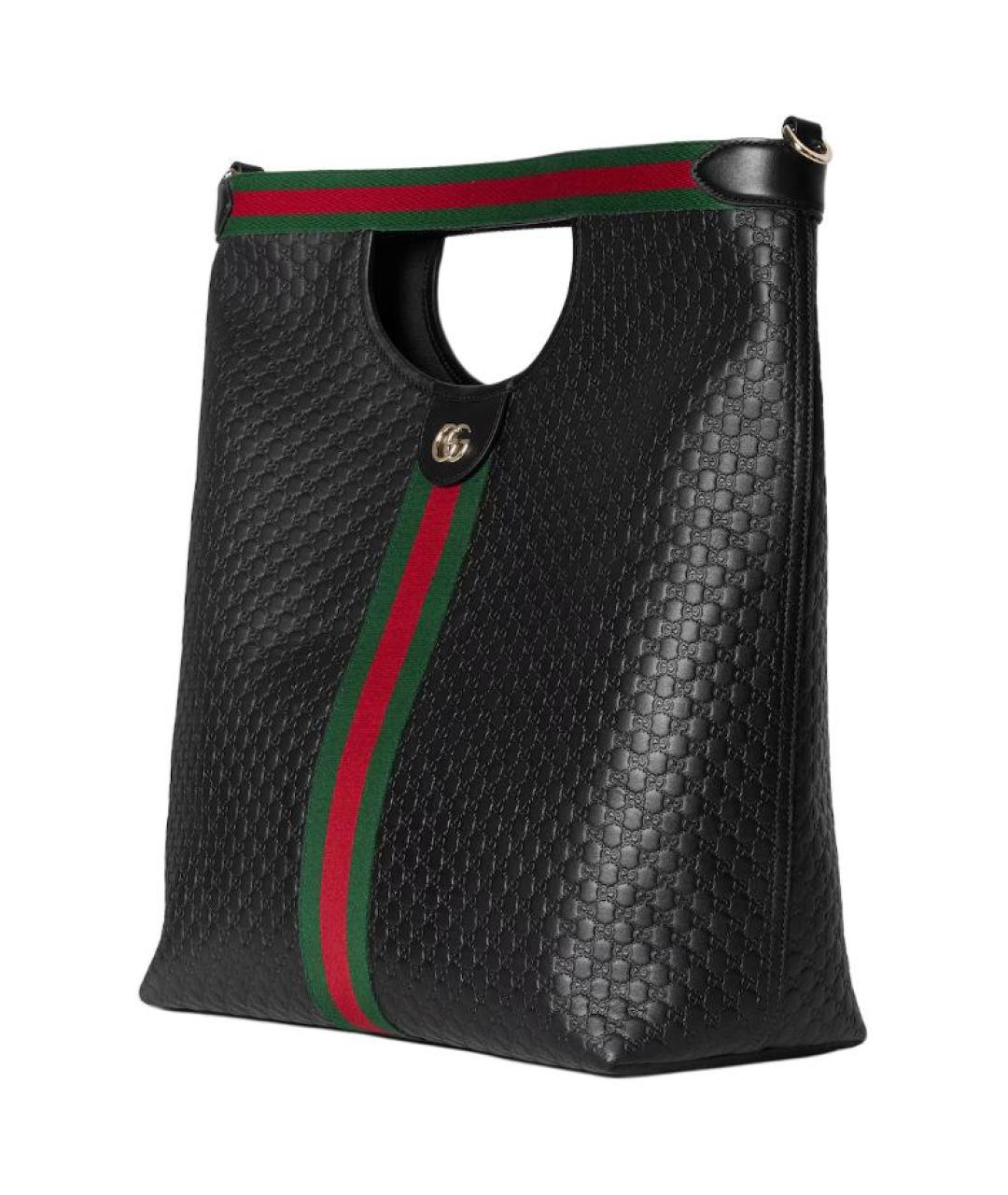 GUCCI Черная кожаная сумка тоут, фото 3