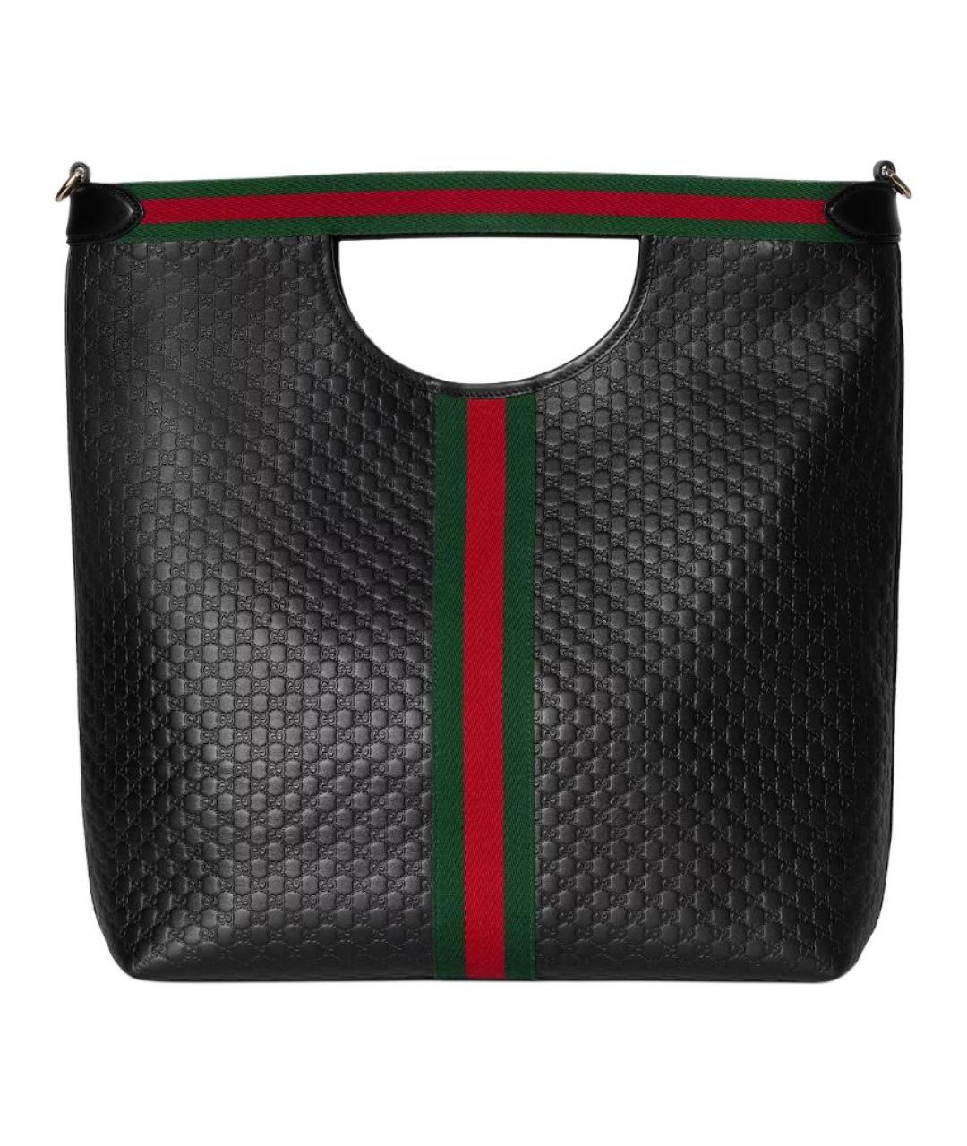 GUCCI Черная кожаная сумка тоут, фото 4