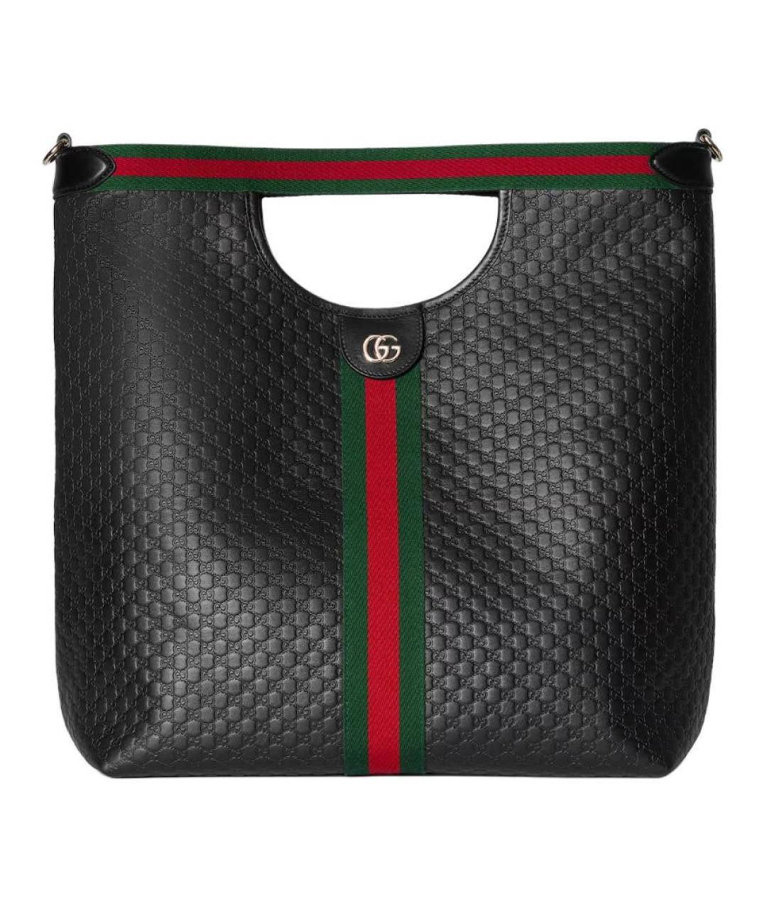 GUCCI Черная кожаная сумка тоут, фото 2