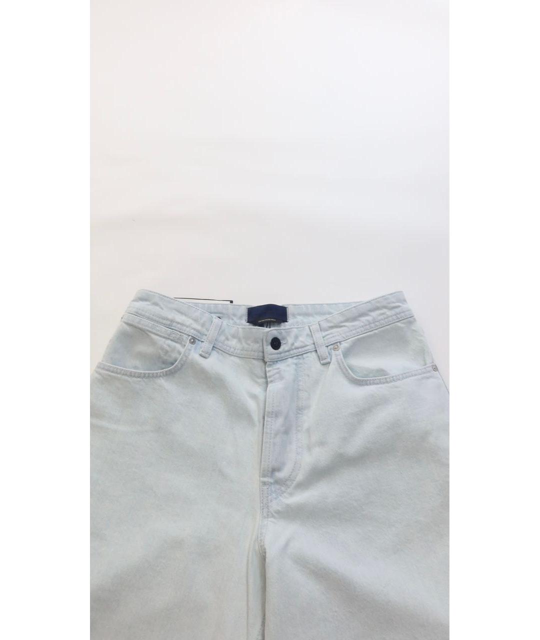 STONE ISLAND Бирюзовые хлопковые прямые джинсы, фото 4
