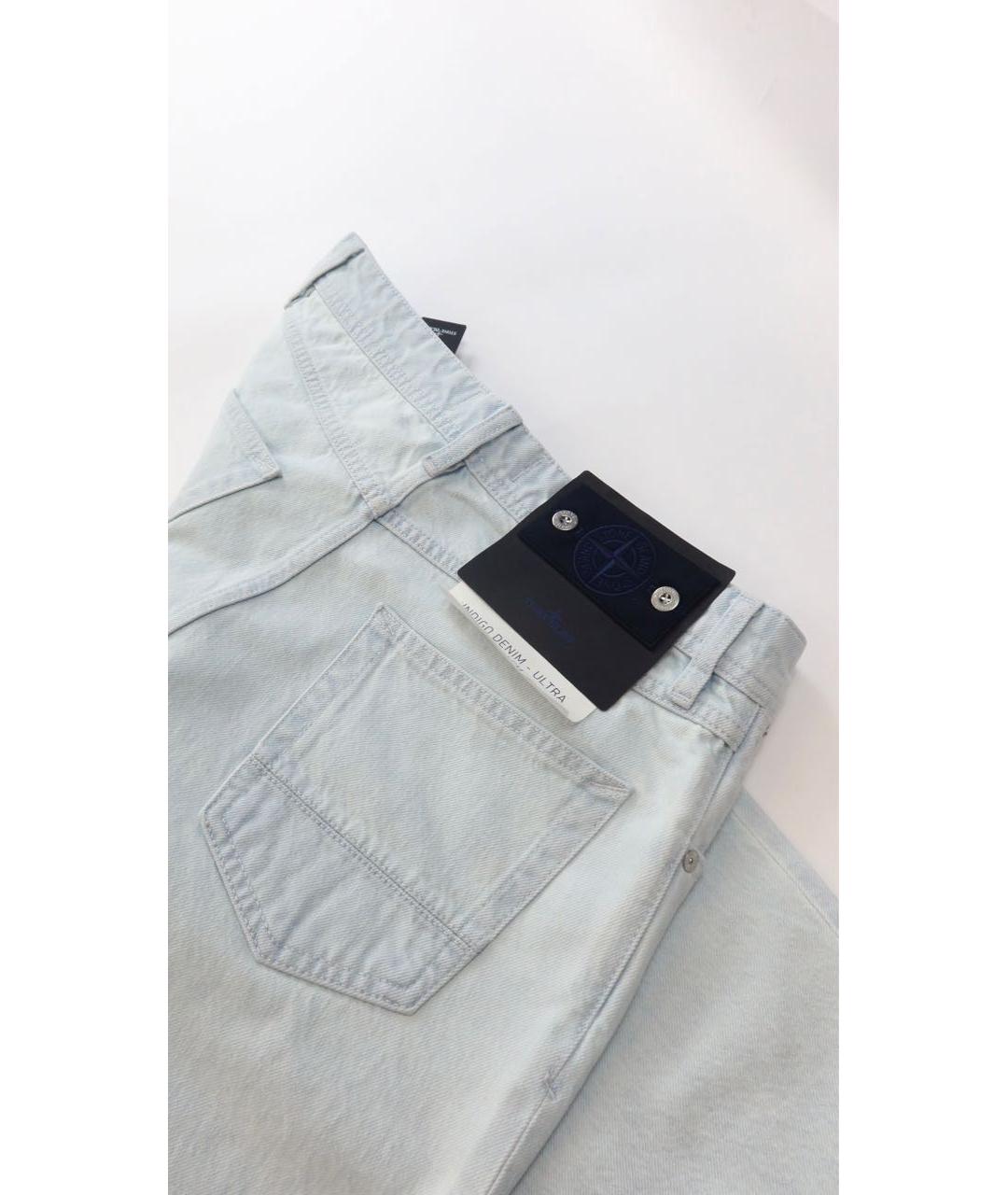 STONE ISLAND Бирюзовые хлопковые прямые джинсы, фото 6