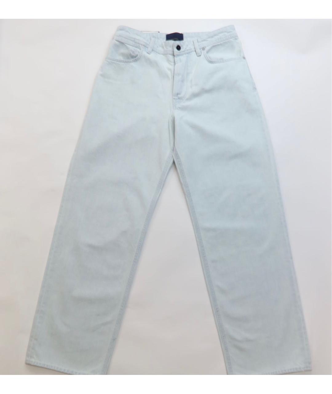 STONE ISLAND Бирюзовые хлопковые прямые джинсы, фото 7