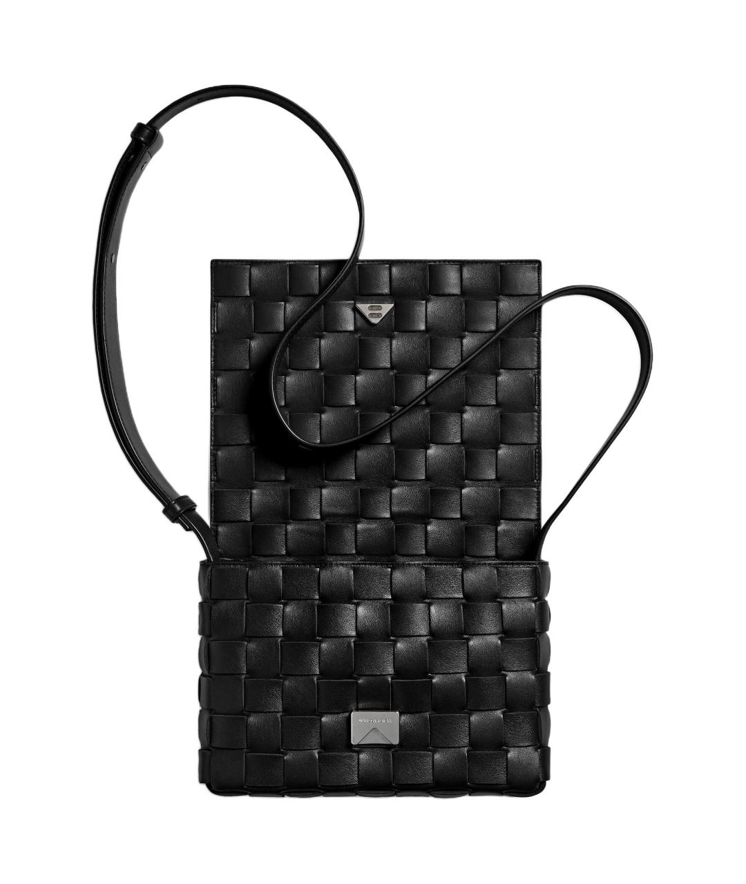 BOTTEGA VENETA Черная кожаная сумка через плечо, фото 2