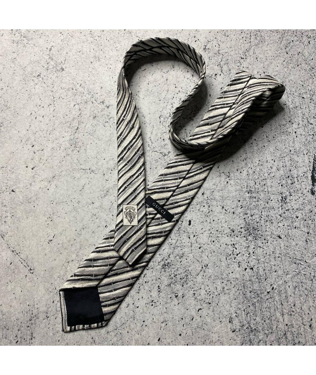 GUCCI Серый шелковый галстук, фото 5