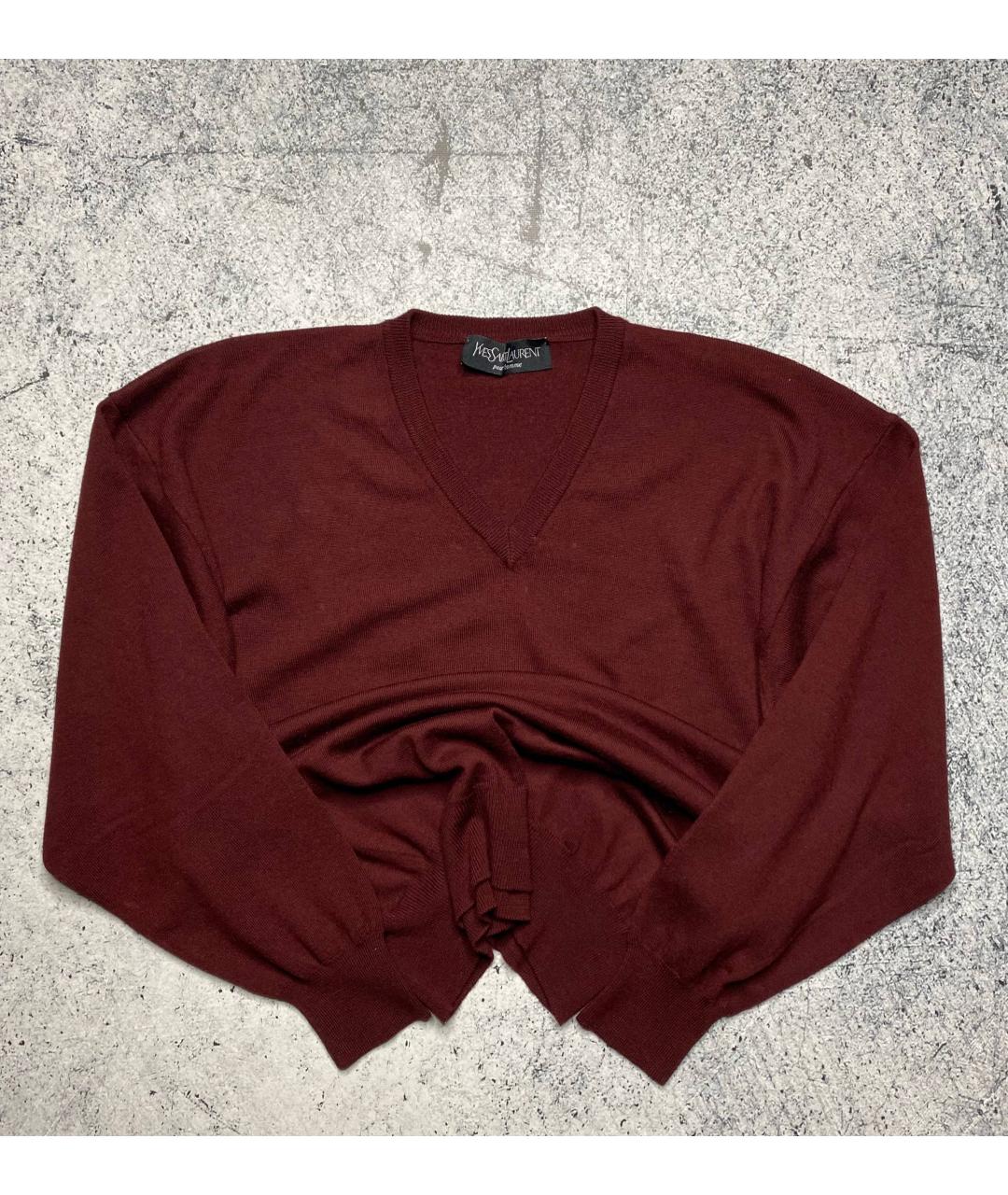 SAINT LAURENT Бордовый шерстяной джемпер / свитер, фото 2