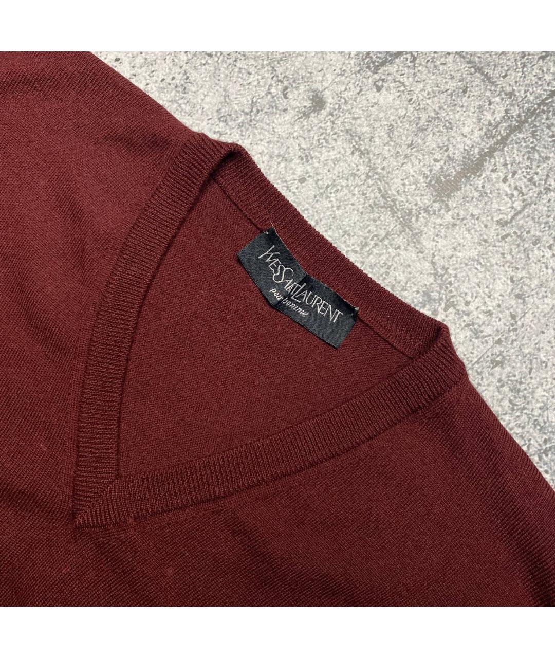 SAINT LAURENT Бордовый шерстяной джемпер / свитер, фото 4