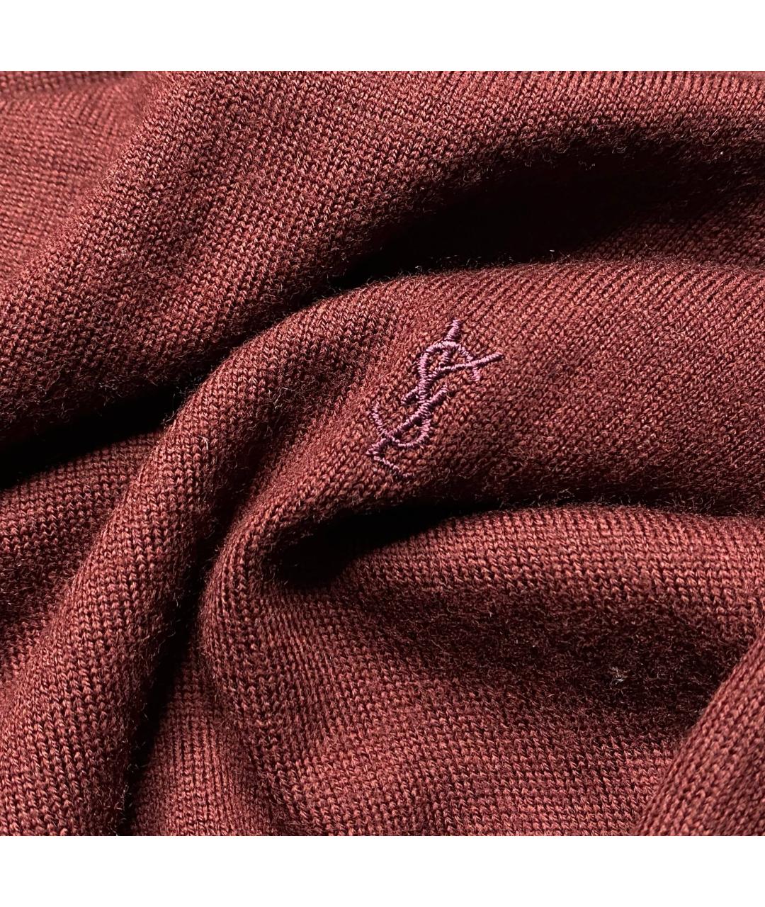 SAINT LAURENT Бордовый шерстяной джемпер / свитер, фото 5