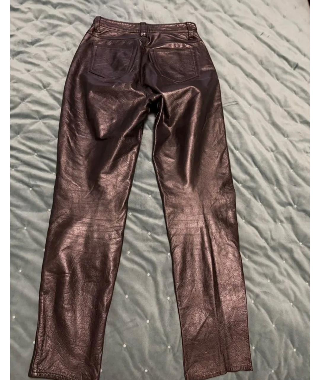 VERSACE JEANS COUTURE Черные кожаные прямые брюки, фото 2