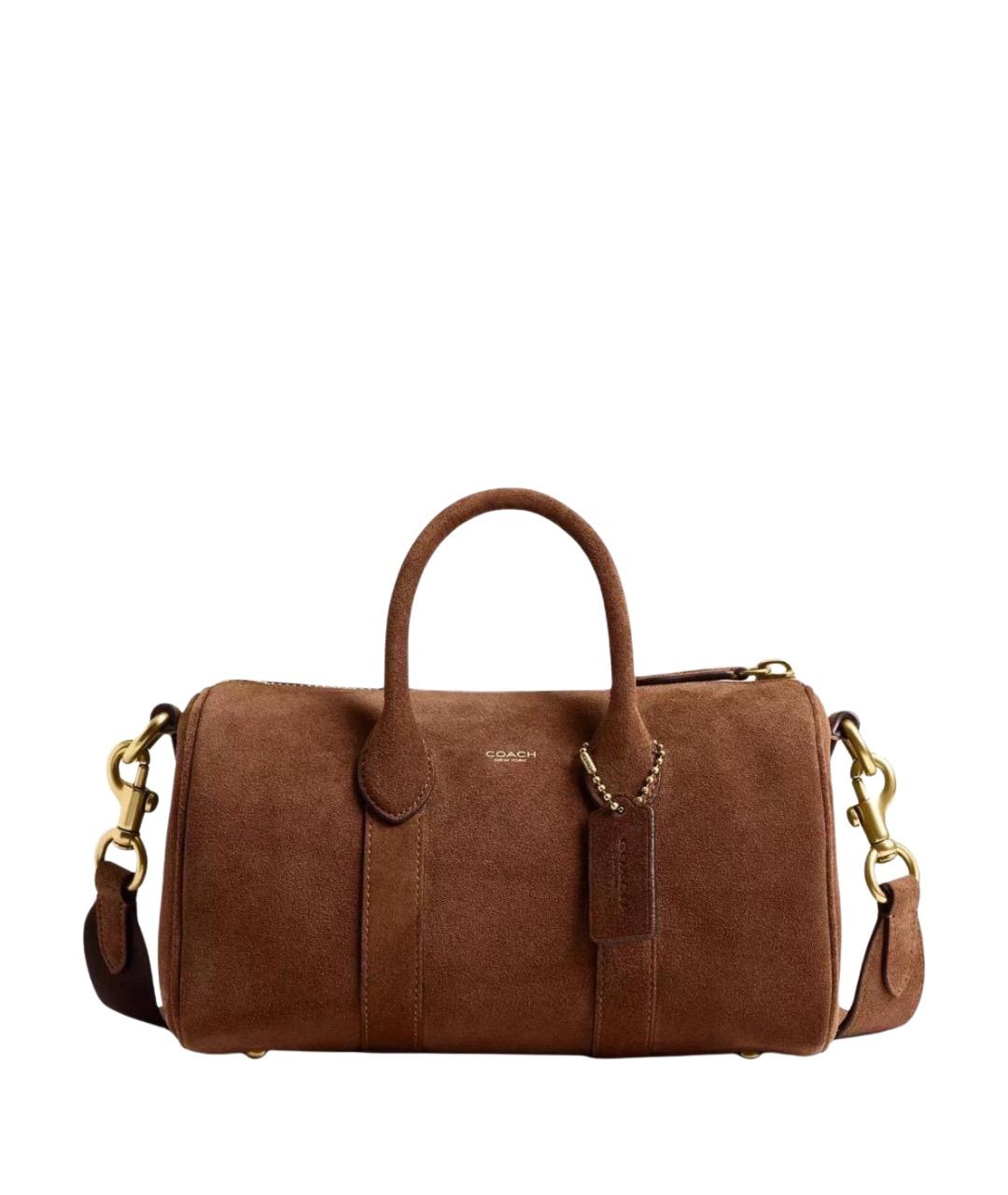 COACH Коричневая замшевая сумка с короткими ручками, фото 1