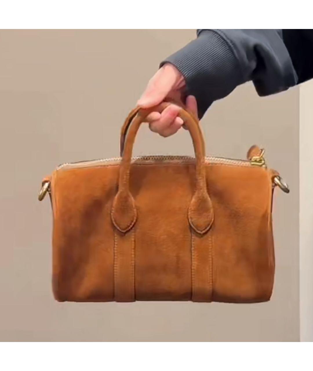 COACH Коричневая замшевая сумка с короткими ручками, фото 8
