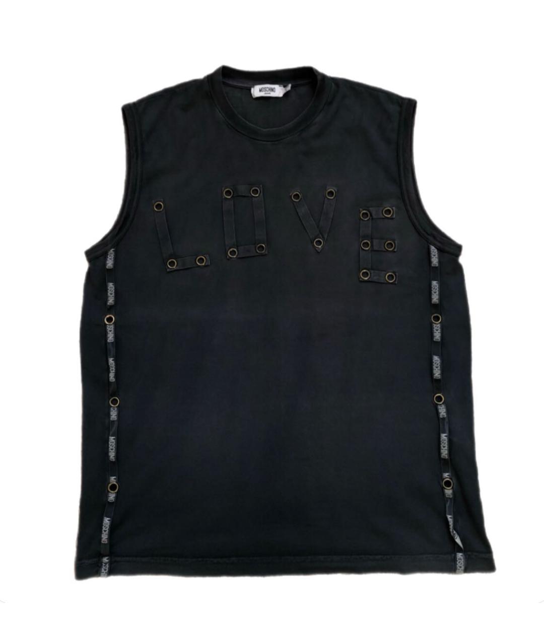 MOSCHINO JEANS Антрацитовая хлопковая майка, фото 1
