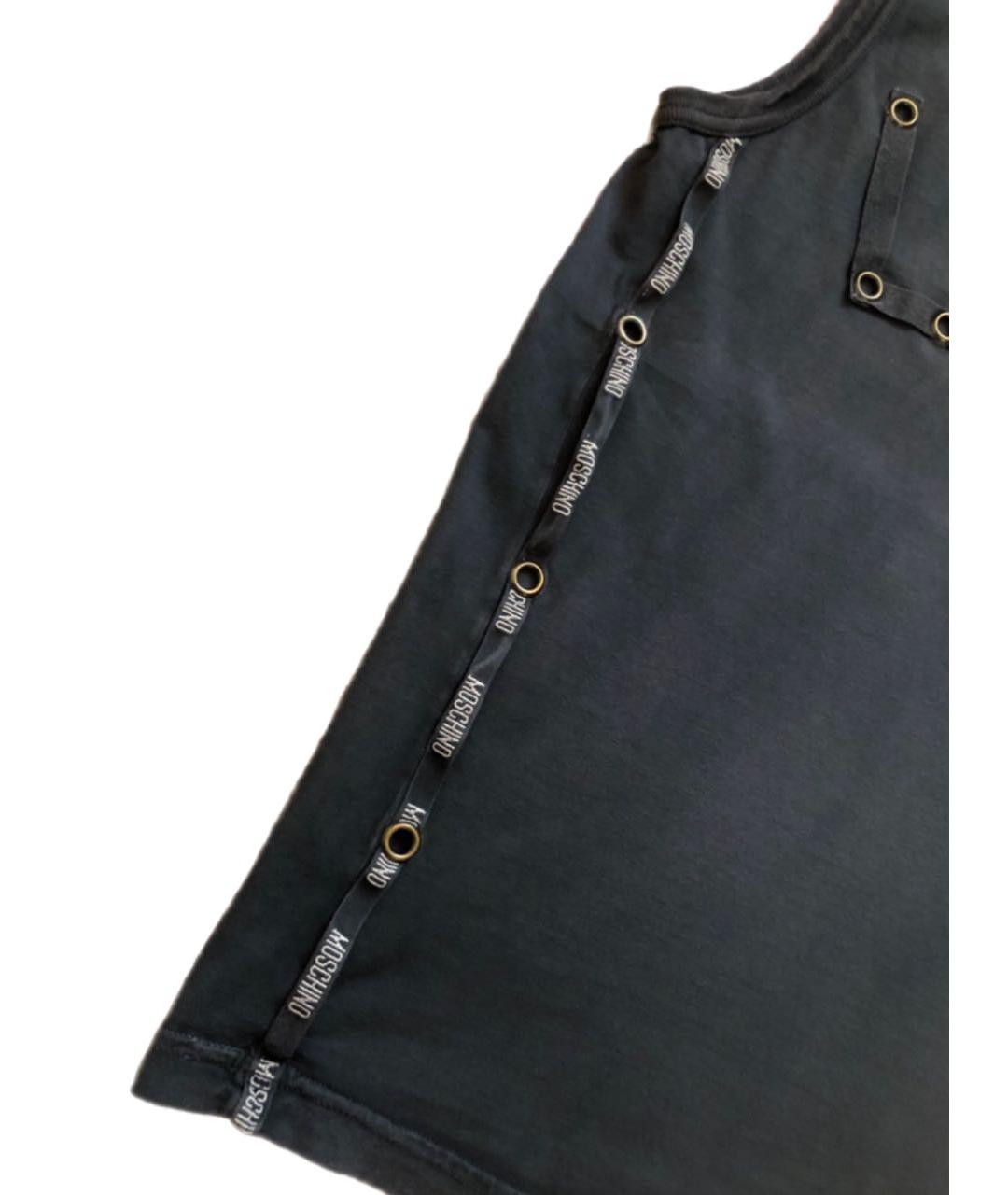 MOSCHINO JEANS Антрацитовая хлопковая майка, фото 4
