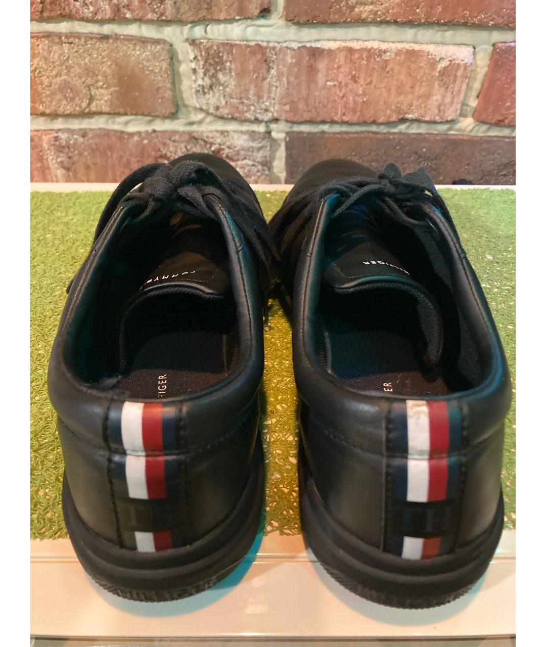 TOMMY HILFIGER Черные кожаные низкие кроссовки / кеды, фото 4