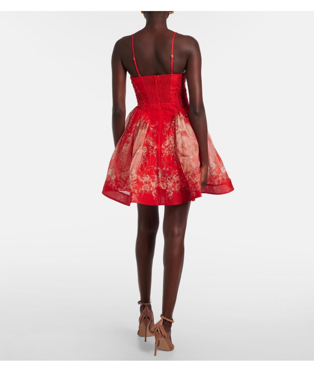 ZIMMERMANN Красное льняное коктейльное платье, фото 3