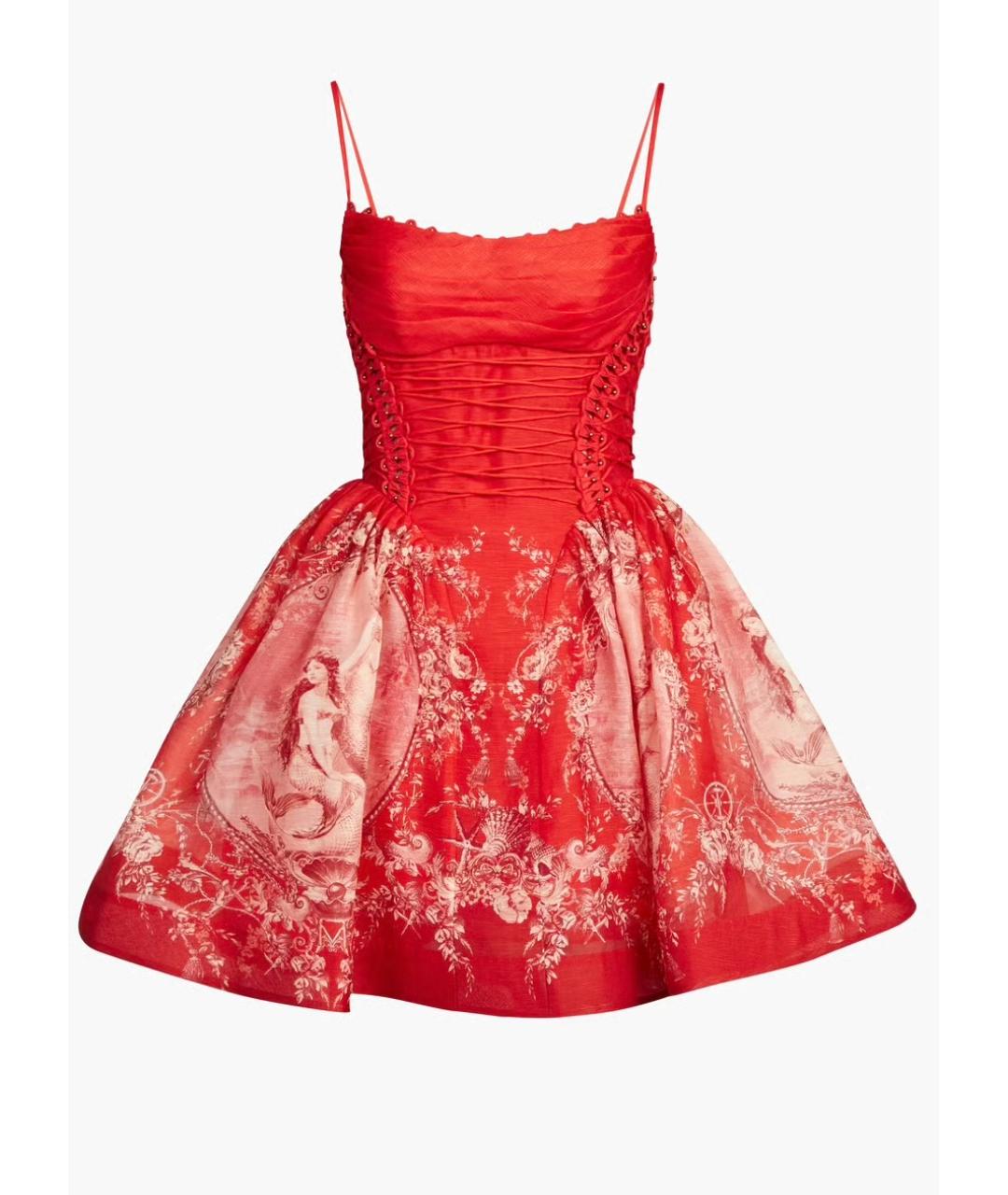 ZIMMERMANN Красное льняное коктейльное платье, фото 7