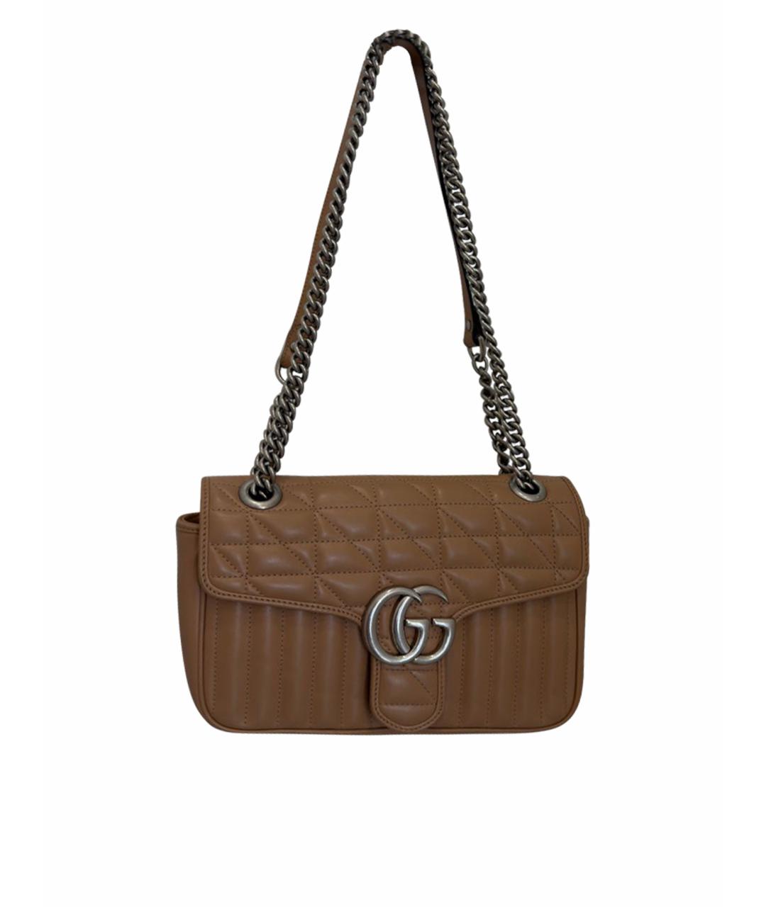 GUCCI Бежевая кожаная сумка через плечо, фото 1