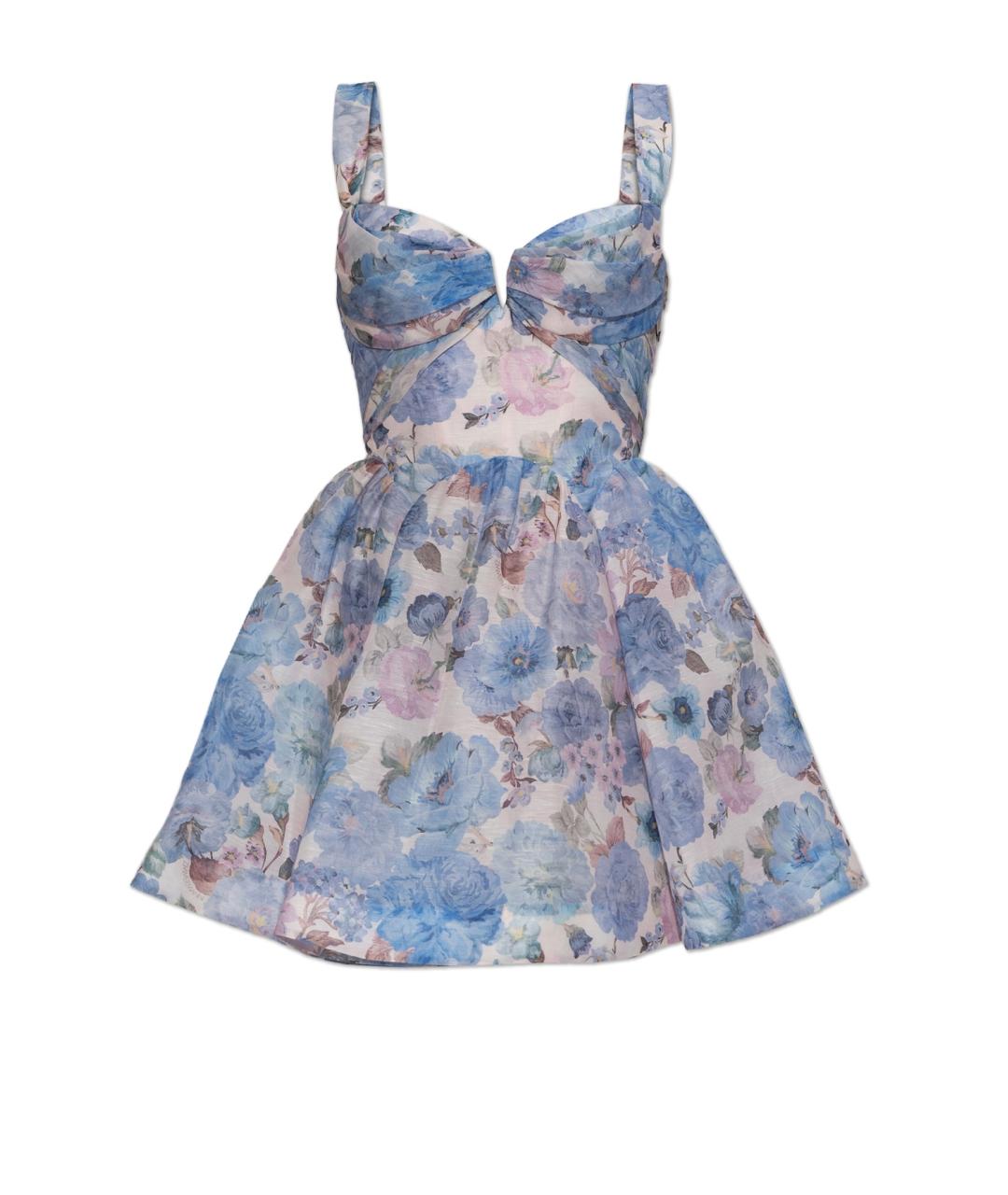 ZIMMERMANN Голубое льняное коктейльное платье, фото 1