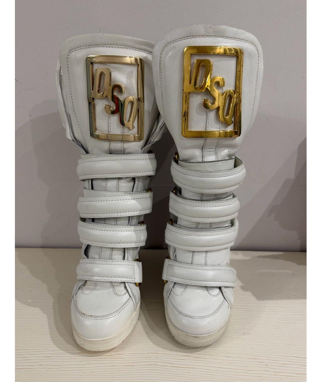 DSQUARED2 Белые кожаные ботинки, фото 5