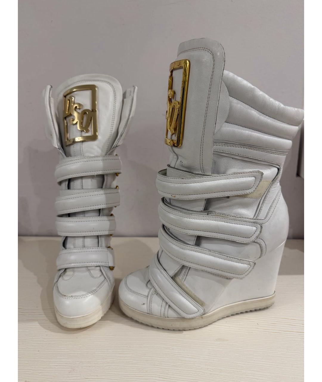 DSQUARED2 Белые кожаные ботинки, фото 6
