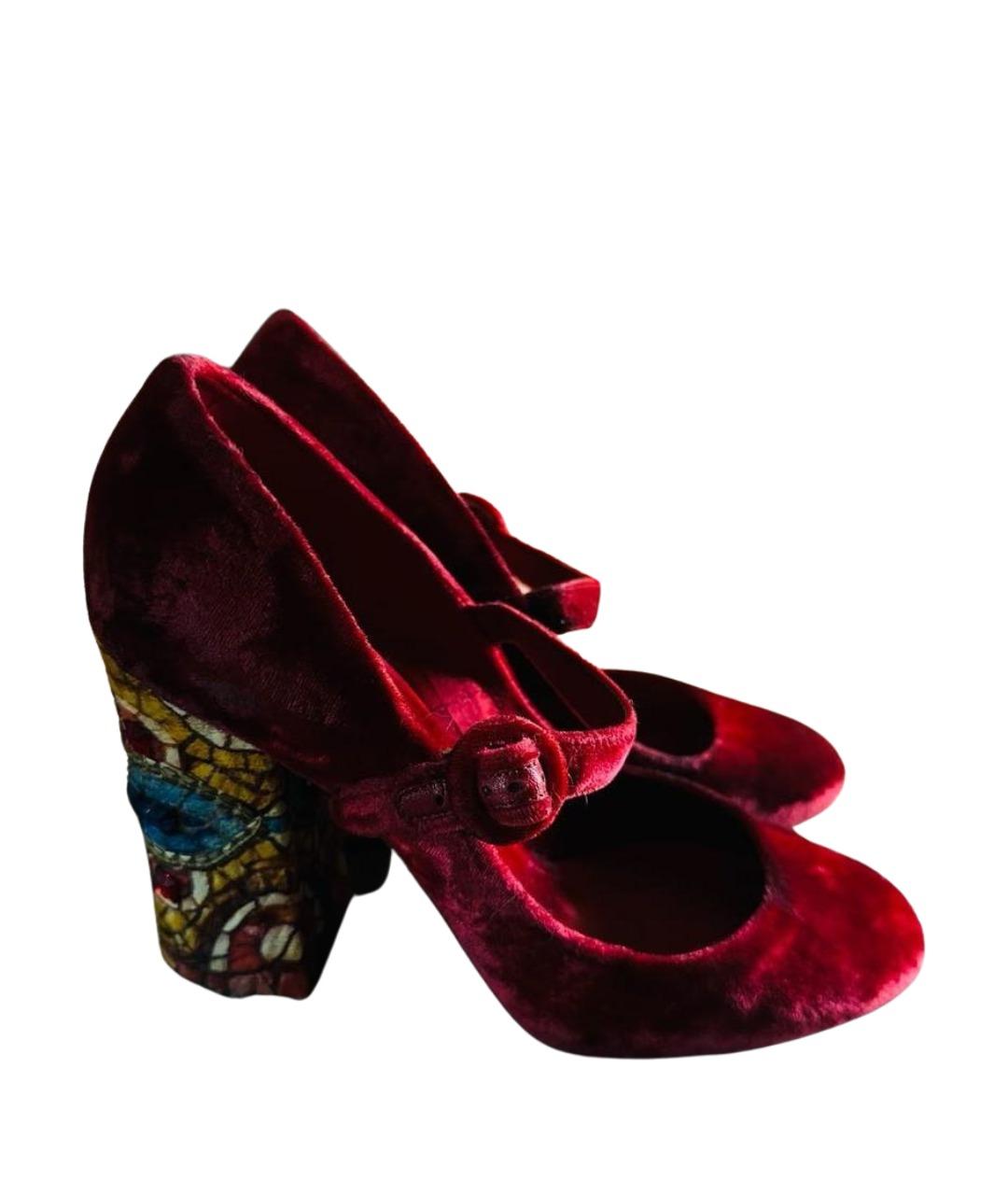 DOLCE&GABBANA Красные бархатные туфли, фото 1