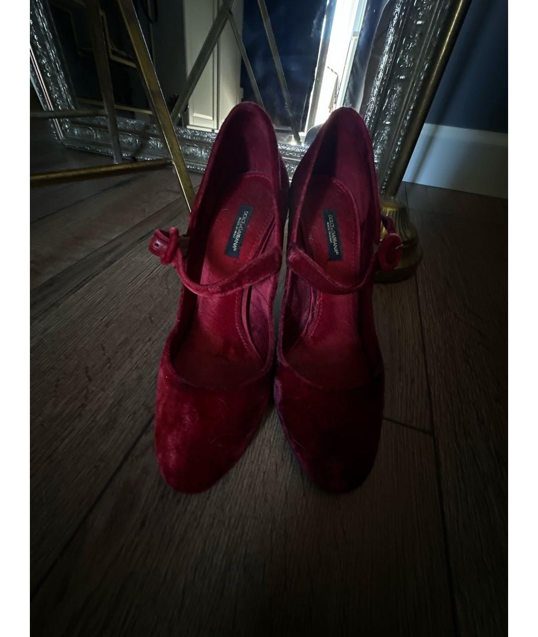 DOLCE&GABBANA Красные бархатные туфли, фото 3