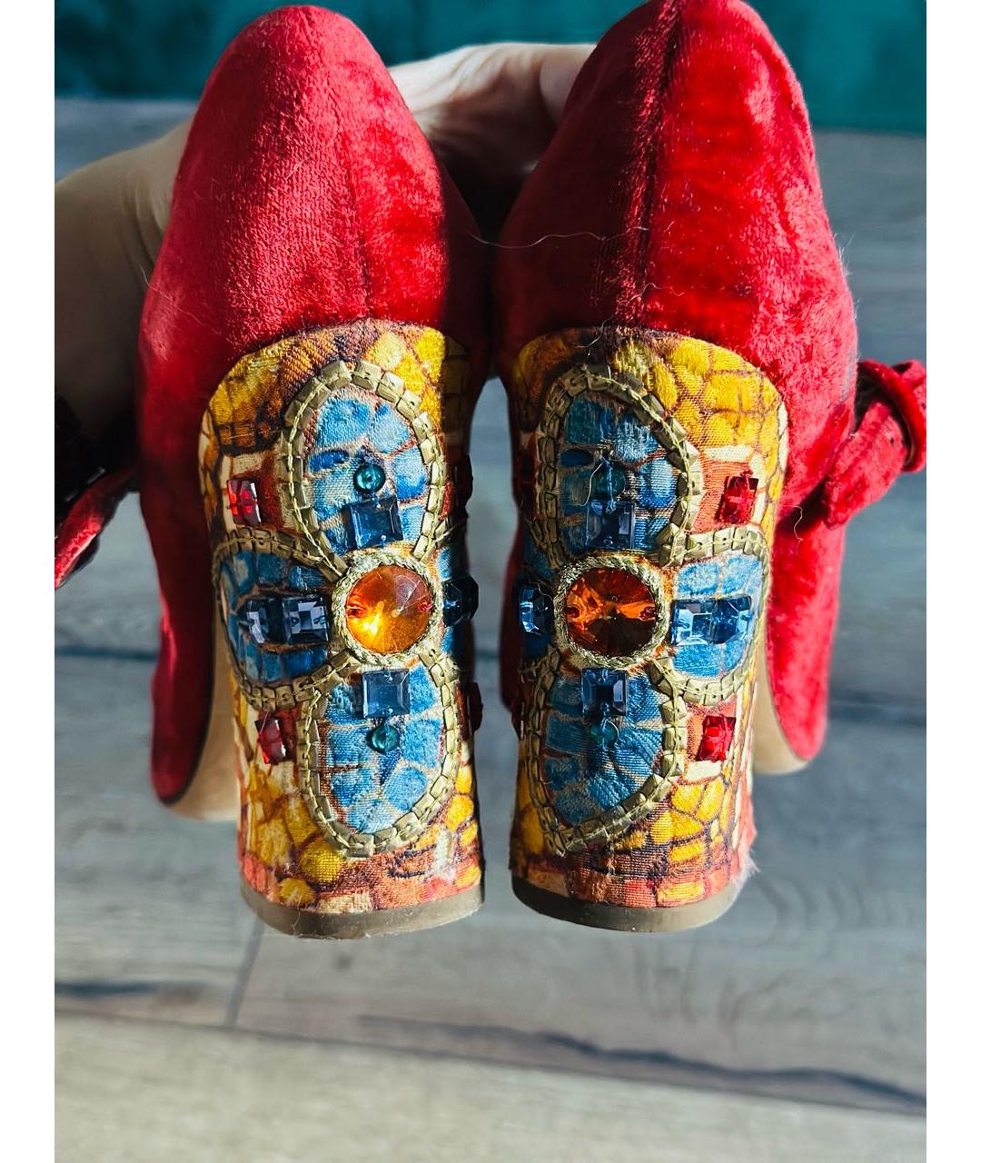 DOLCE&GABBANA Красные бархатные туфли, фото 4