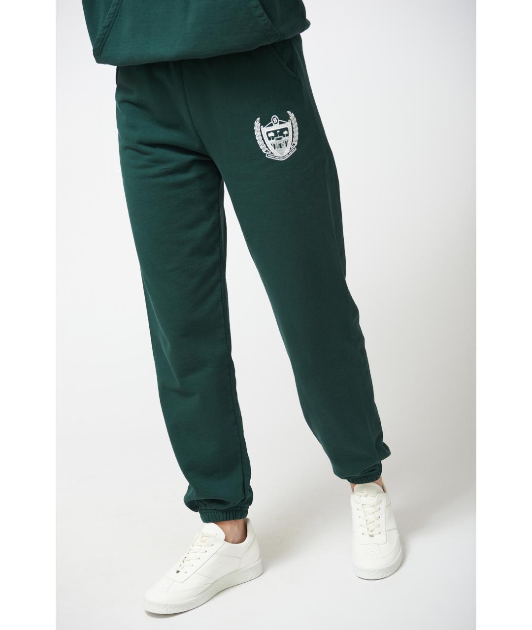 SPORTY AND RICH Зеленые хлопковые прямые брюки, фото 3