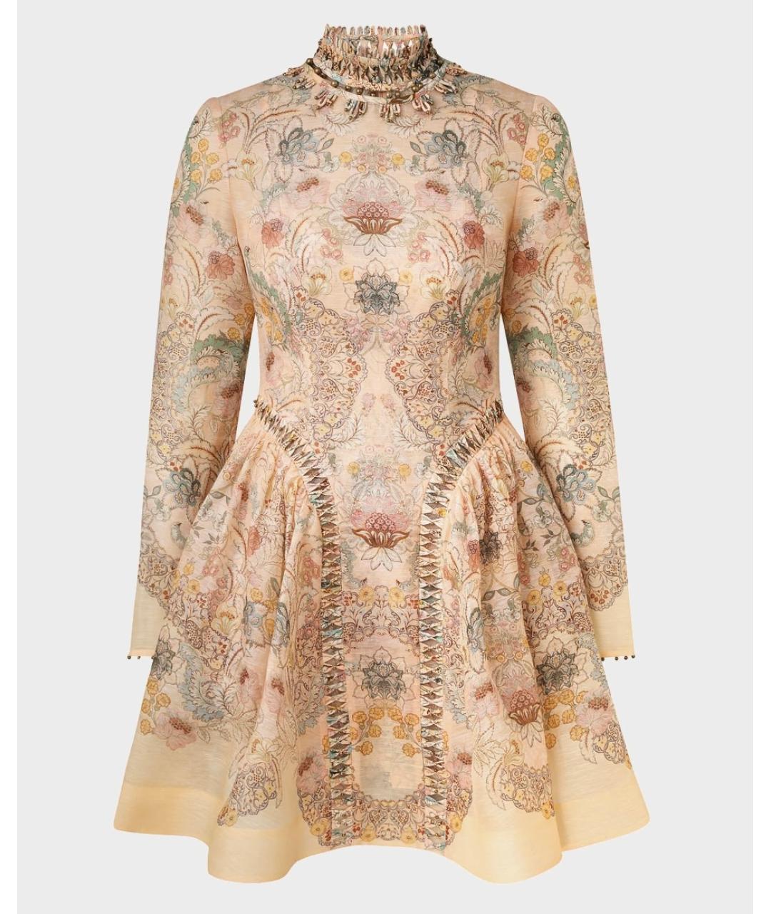 ZIMMERMANN Мульти льняное коктейльное платье, фото 10