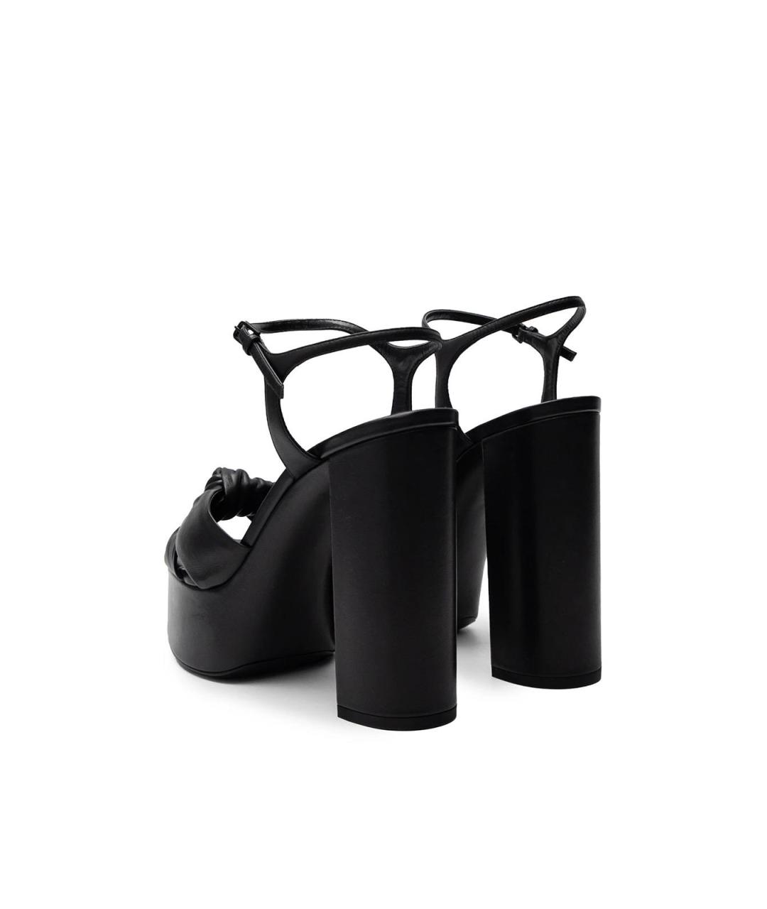 SAINT LAURENT Черные кожаные босоножки, фото 3