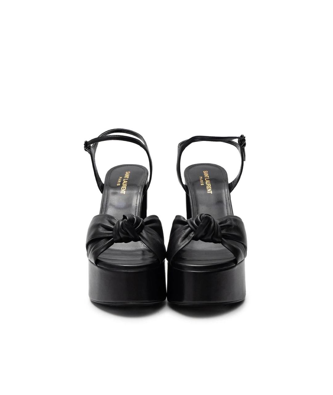SAINT LAURENT Черные кожаные босоножки, фото 4
