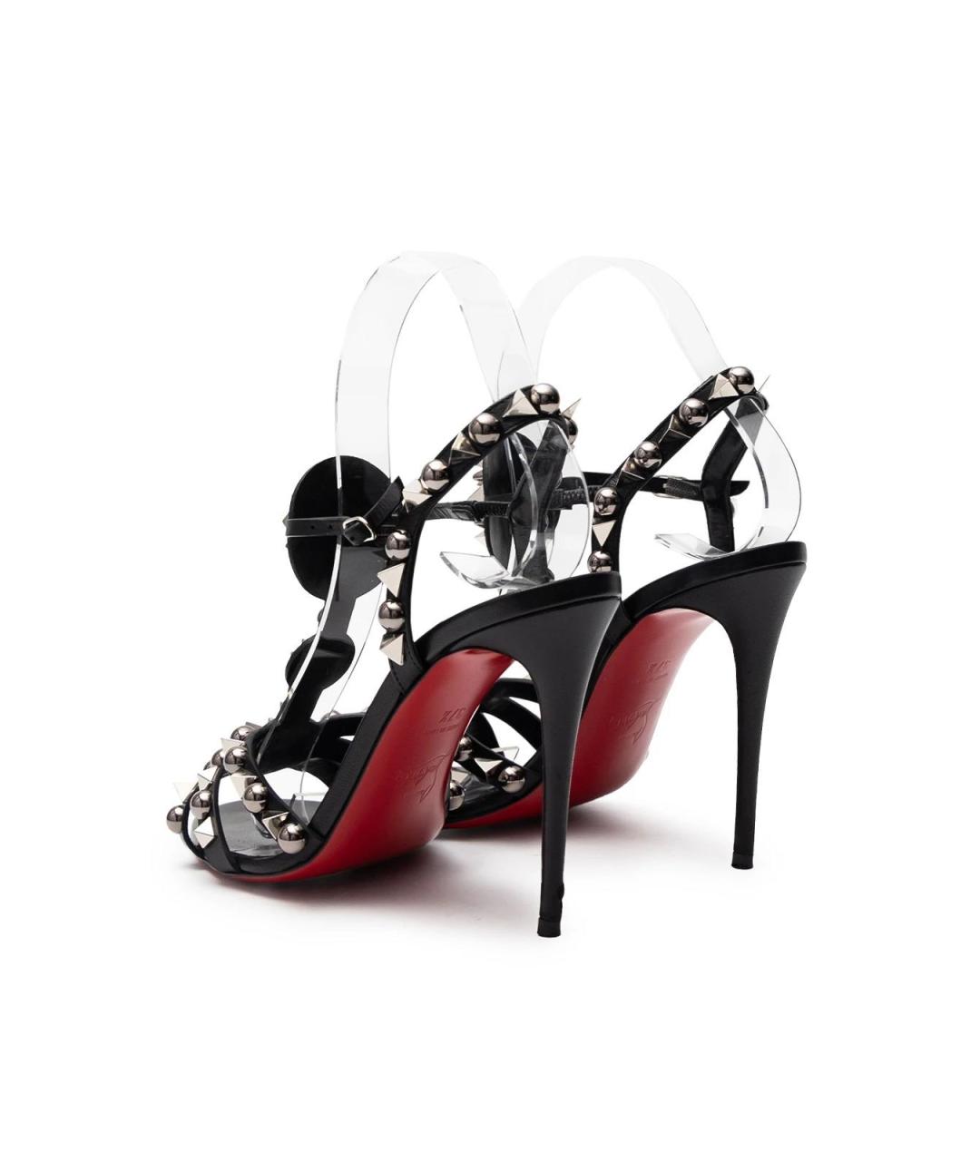 CHRISTIAN LOUBOUTIN Черные кожаные босоножки, фото 3
