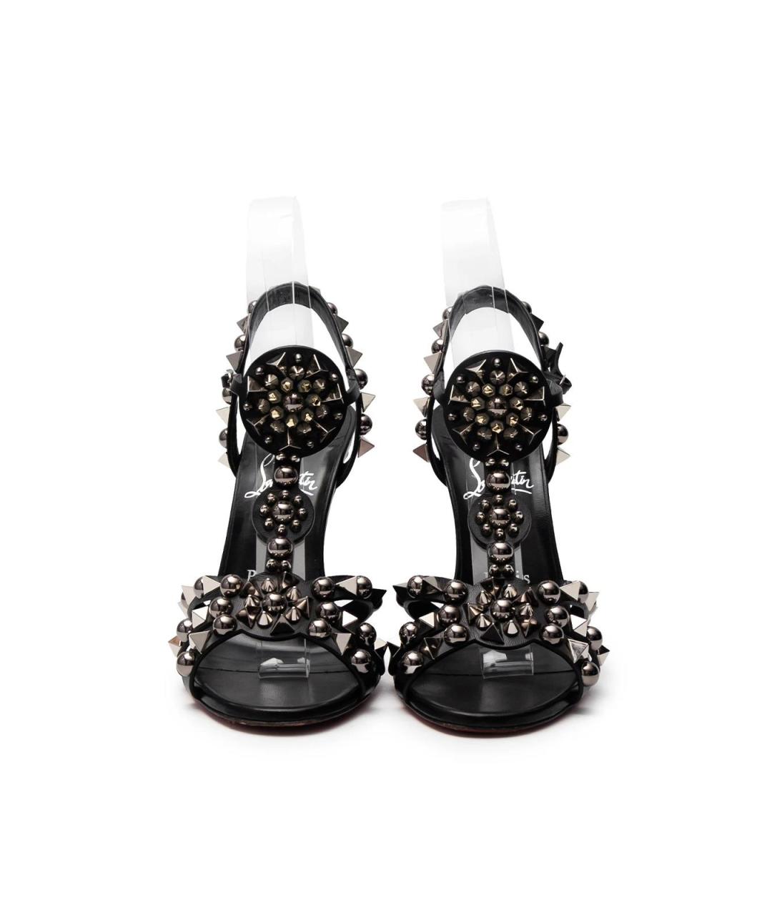 CHRISTIAN LOUBOUTIN Черные кожаные босоножки, фото 4