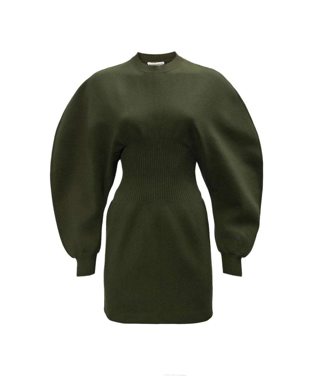 BOTTEGA VENETA Зеленое шерстяное повседневное платье, фото 2