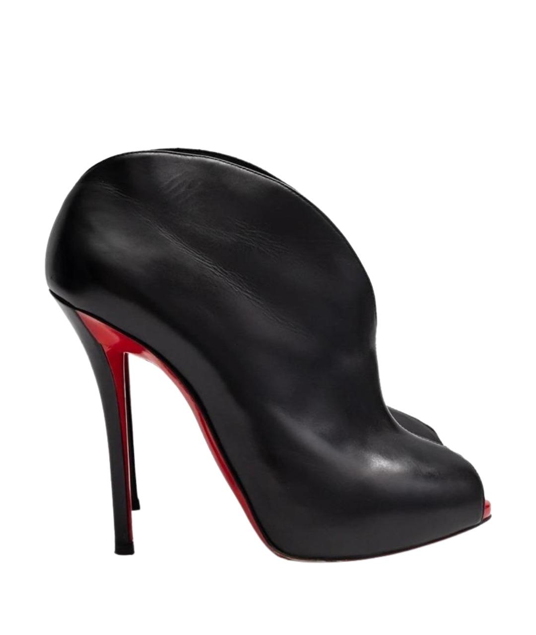 CHRISTIAN LOUBOUTIN Черные кожаные ботильоны, фото 1