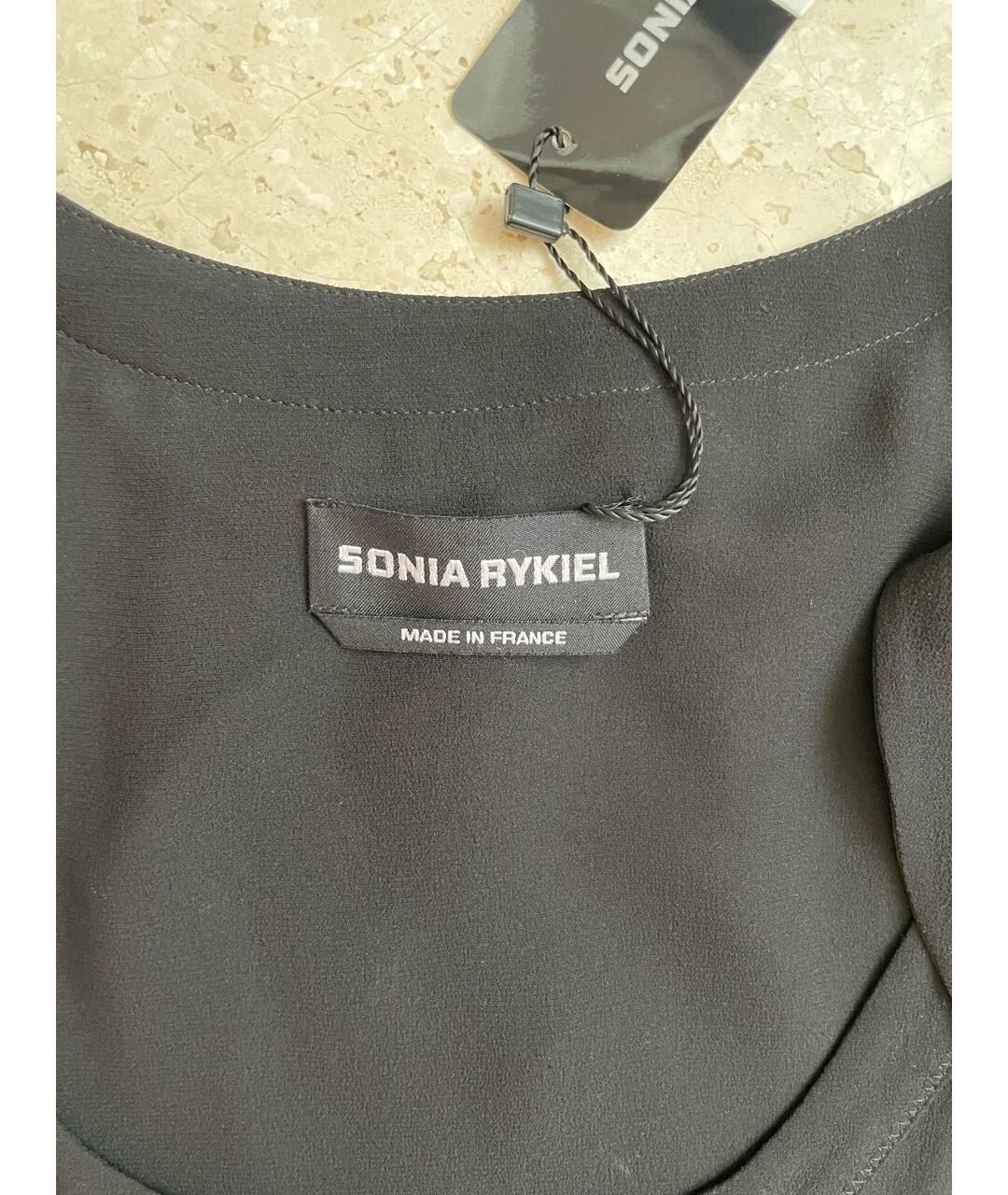 SONIA RYKIEL Черная шелковая майка, фото 3