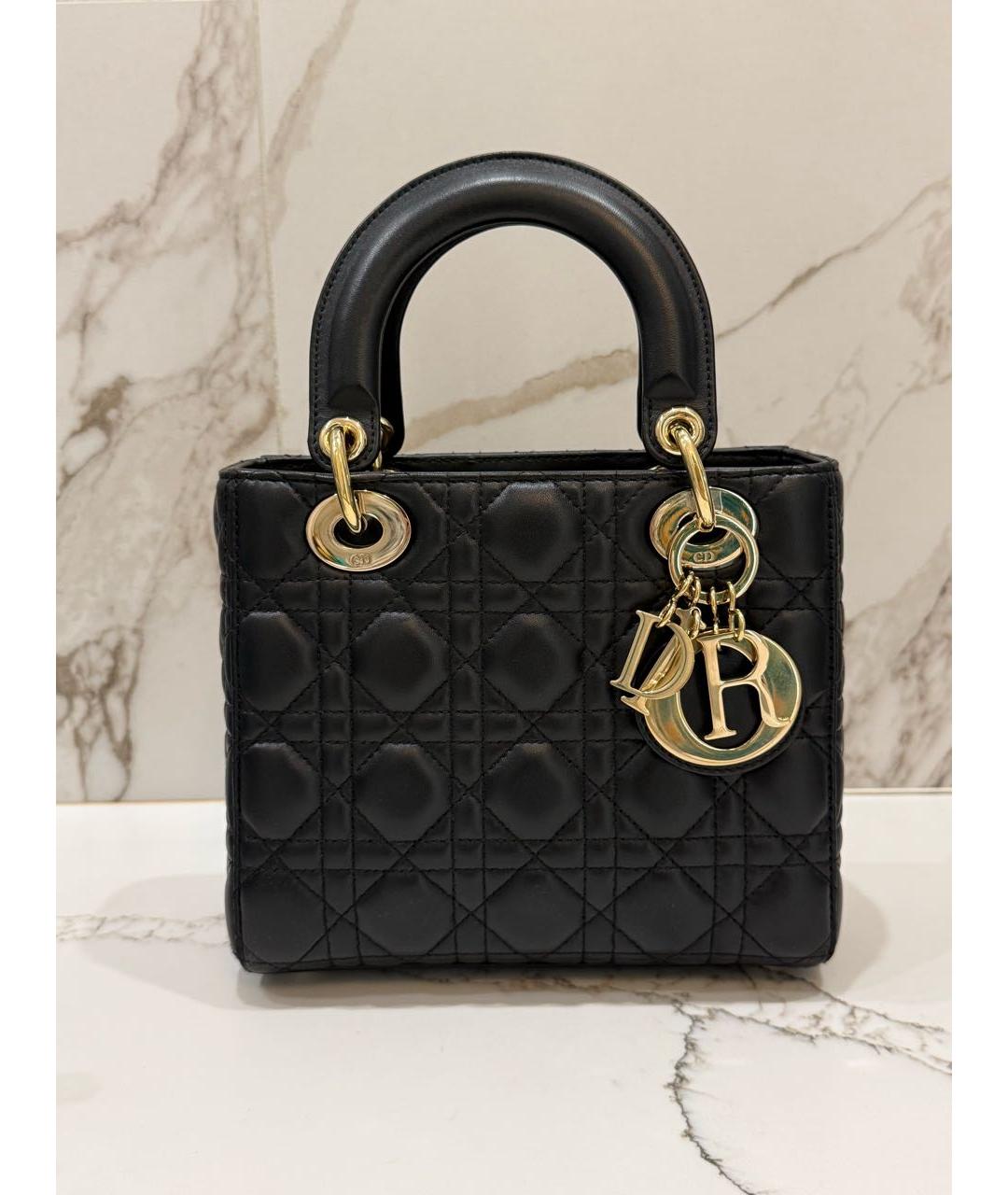 CHRISTIAN DIOR Черная кожаная сумка с короткими ручками, фото 9