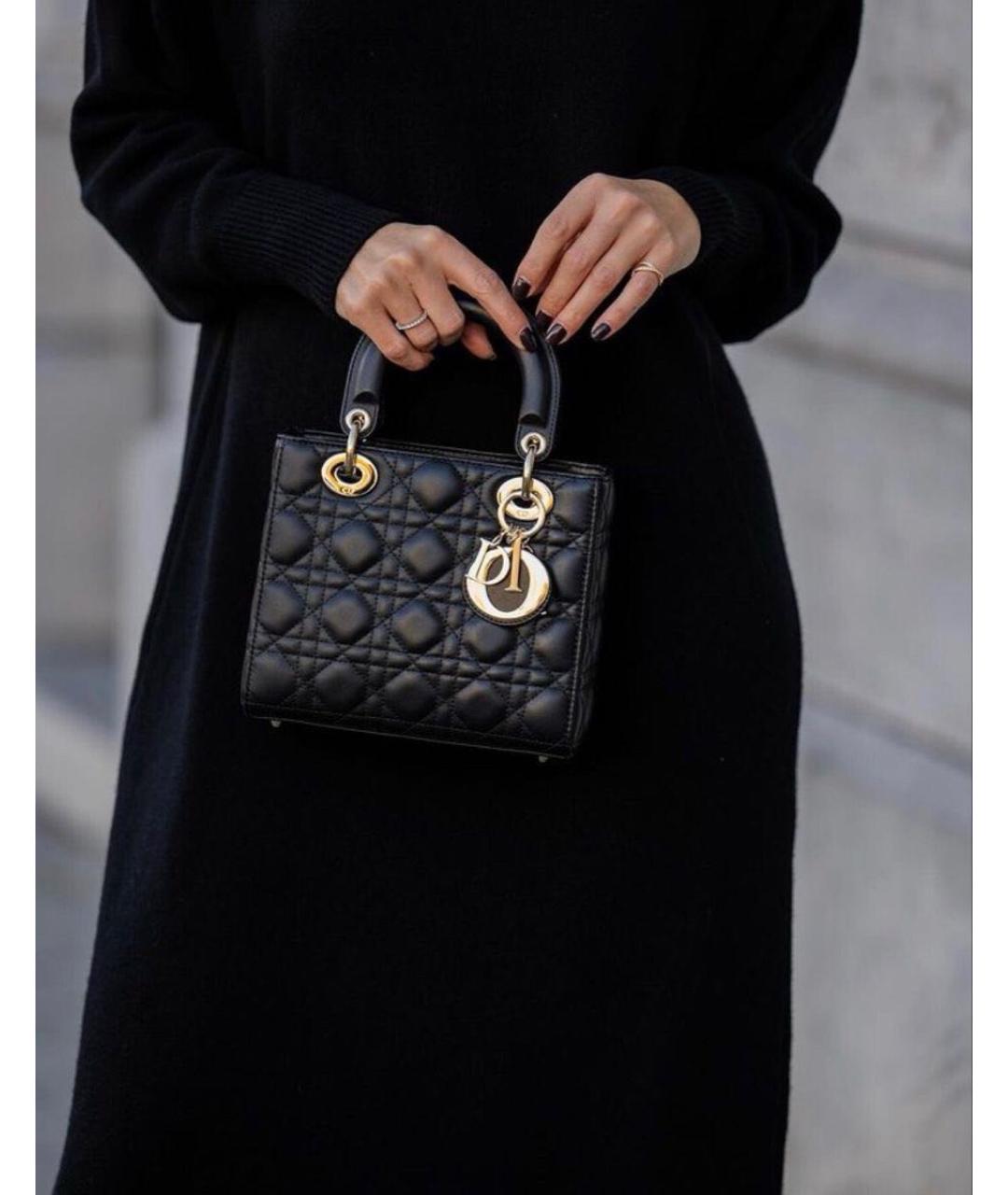 CHRISTIAN DIOR Черная кожаная сумка с короткими ручками, фото 8