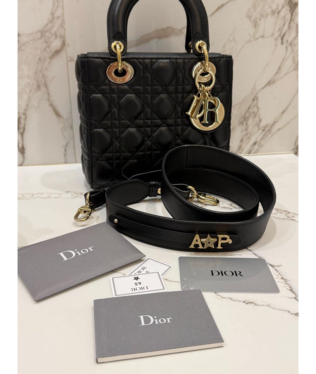 CHRISTIAN DIOR Черная кожаная сумка с короткими ручками, фото 7