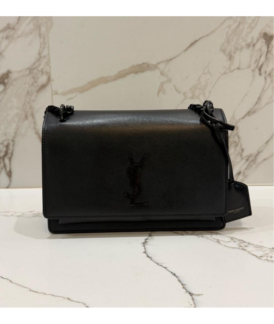 SAINT LAURENT Черная кожаная сумка через плечо, фото 9