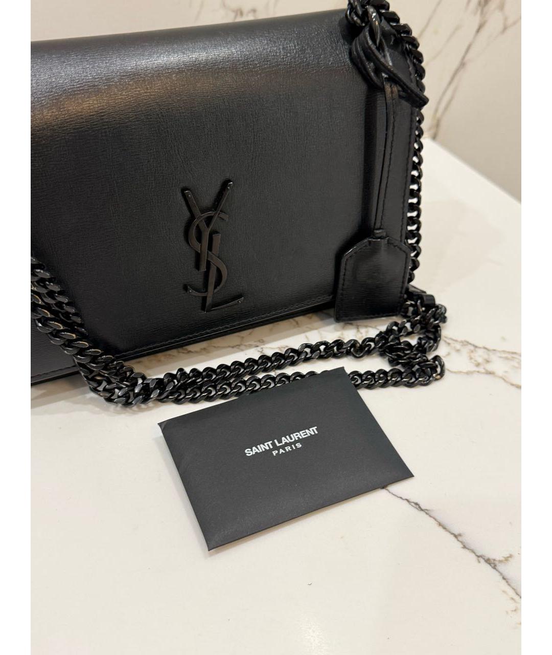 SAINT LAURENT Черная кожаная сумка через плечо, фото 7