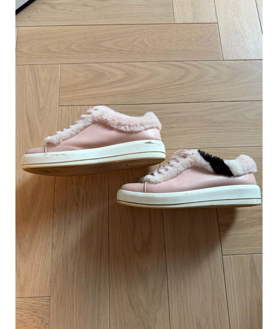 PRADA Розовые кожаные кеды, фото 3