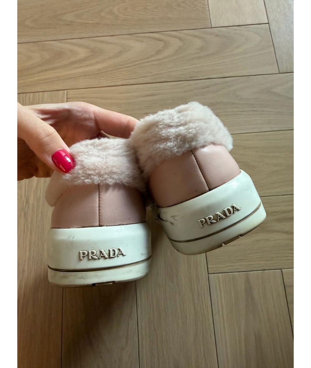 PRADA Розовые кожаные кеды, фото 4