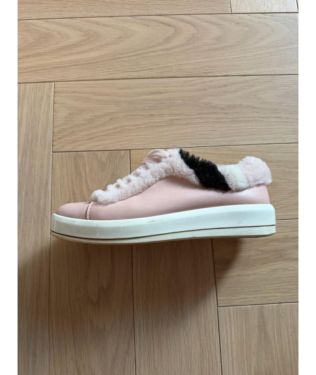PRADA Розовые кожаные кеды, фото 8
