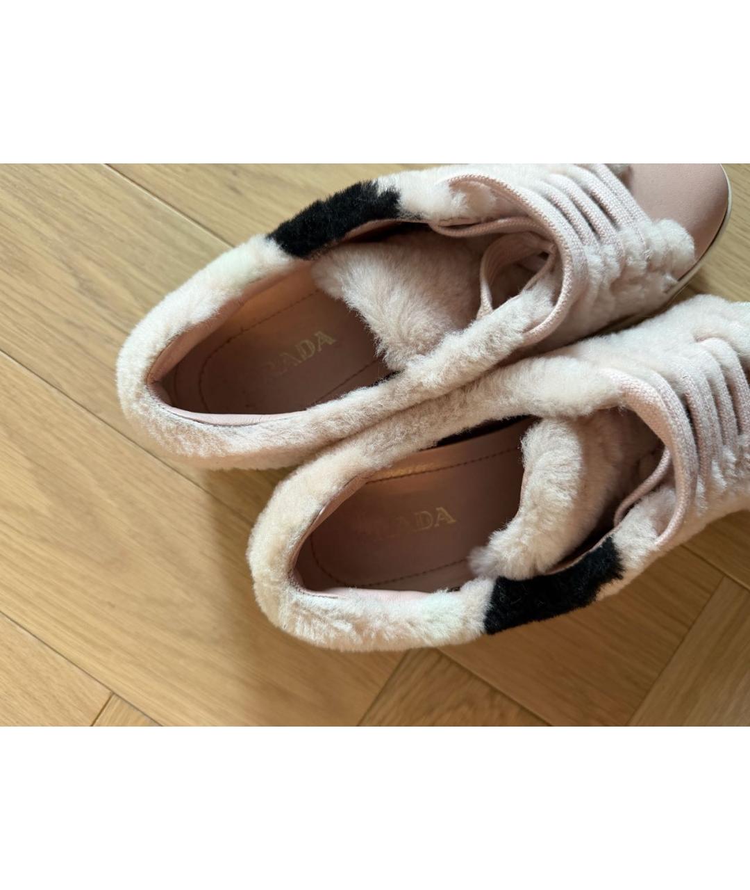 PRADA Розовые кожаные кеды, фото 5