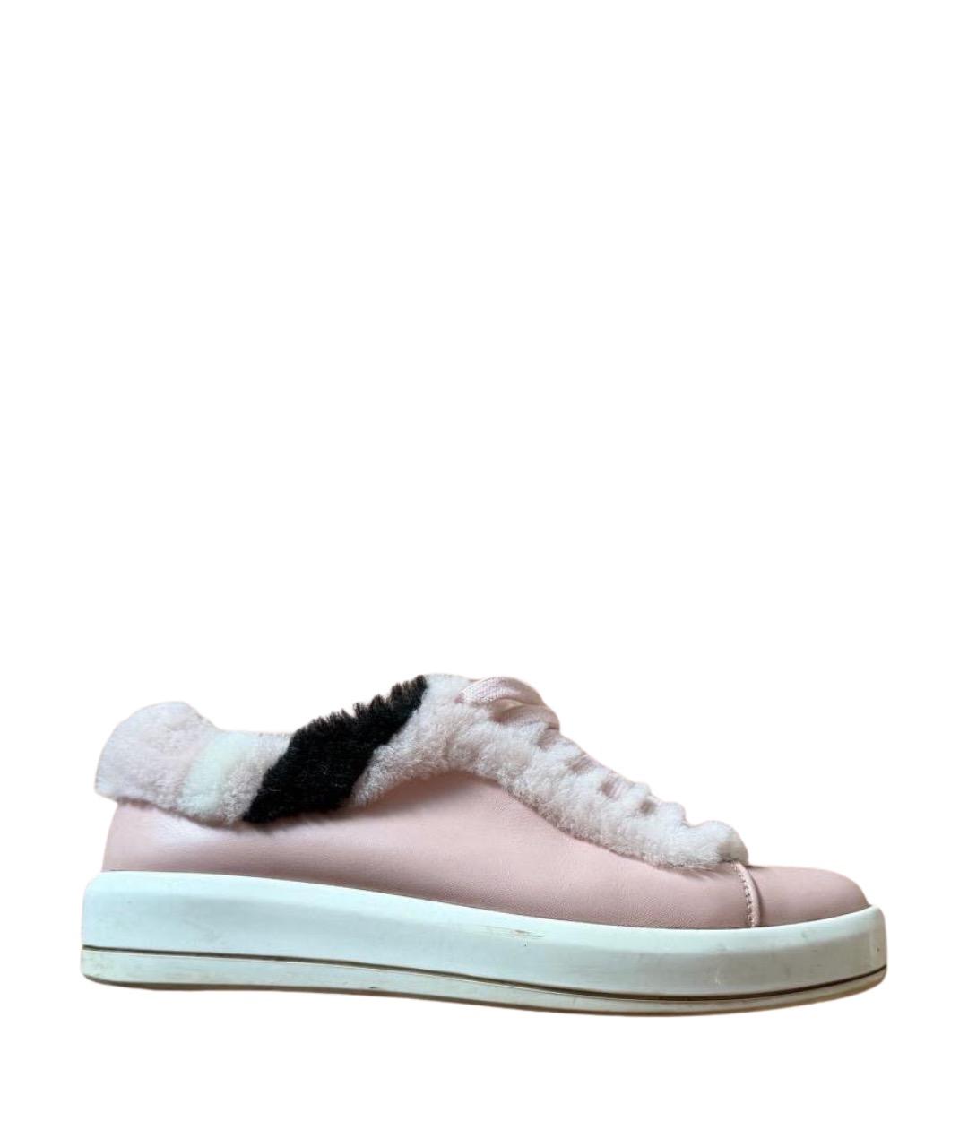 PRADA Розовые кожаные кеды, фото 1