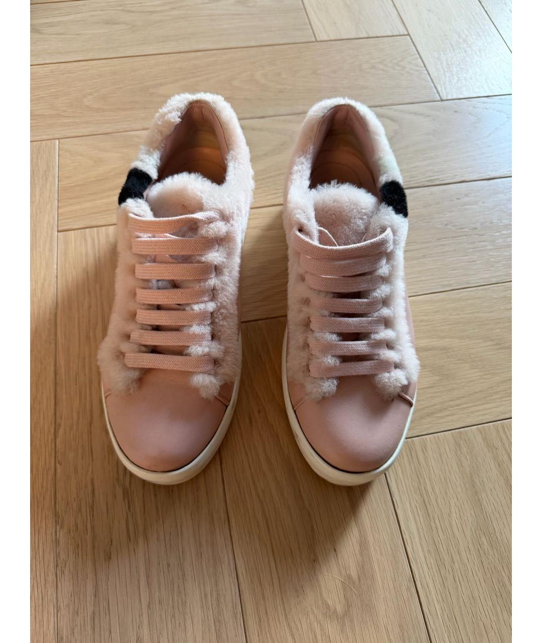 PRADA Розовые кожаные кеды, фото 2