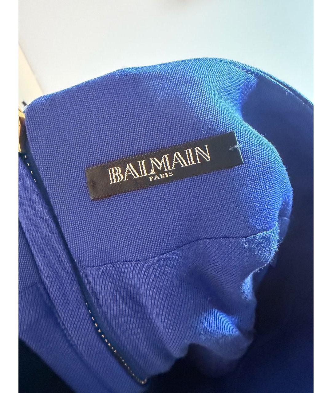 BALMAIN Синяя шерстяная юбка мини, фото 3